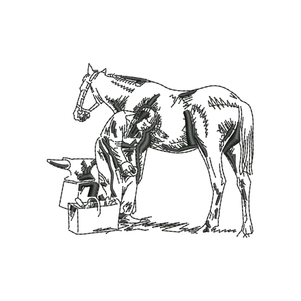 Horse Shoeman Embroidery Design