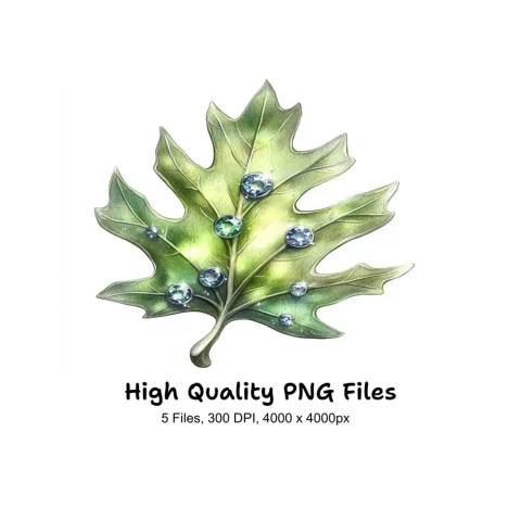 Jeweled Oak Leaves Clipart Bundle
