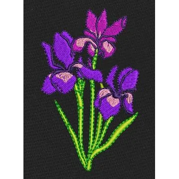 Iris Flowers Purple Embroidery Design