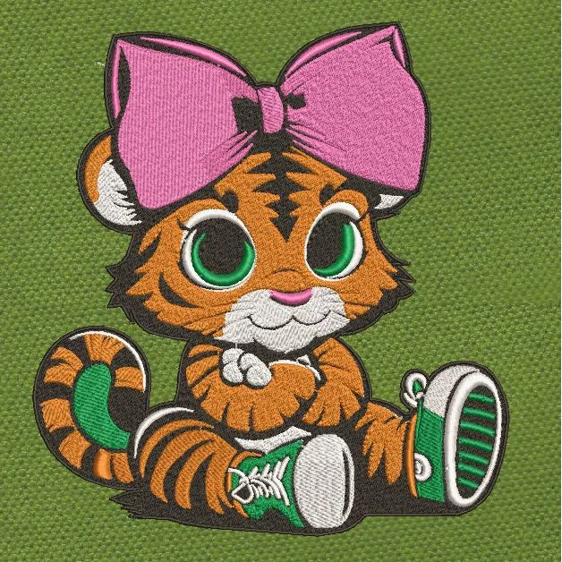Bow Tie Tiger Ribbon Embroidery Design