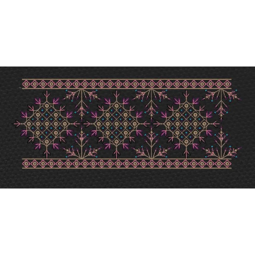 Floral Endless Border Flowers Embroidery Design