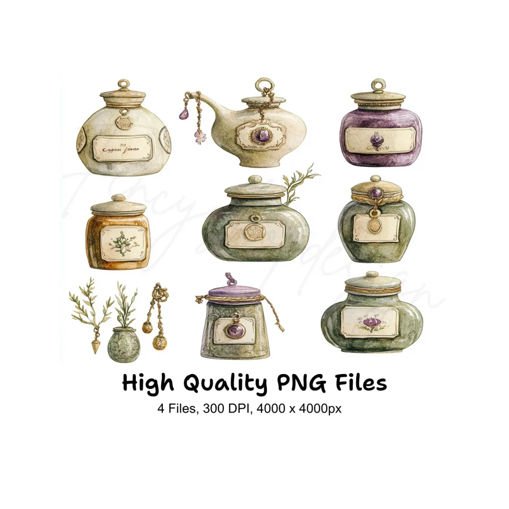 Vintage Potion Bottles Clipart Bundle