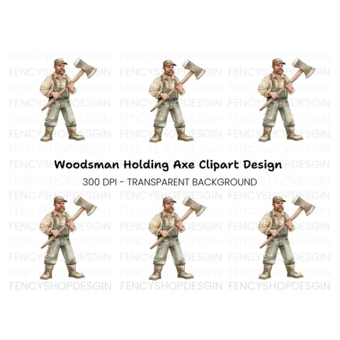 Lumberjack With Axe Clipart Bundle