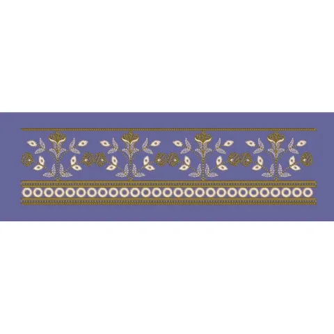 Ornate Floral Mughal Border Embroidery Design