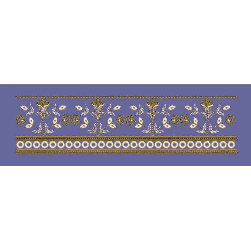Ornate Floral Mughal Border Embroidery Design
