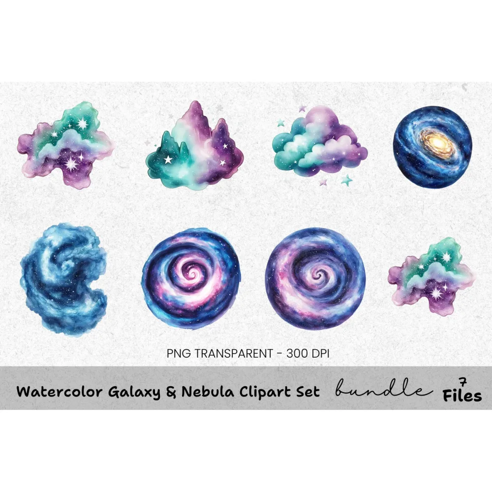 Galaxy Nebula Clipart Bundle