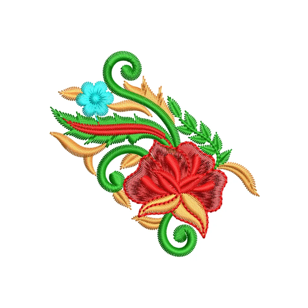 Hot Red Rose Embroidery Design