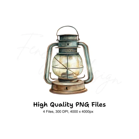 Rustic Kerosene Lanterns Clipart Bundle