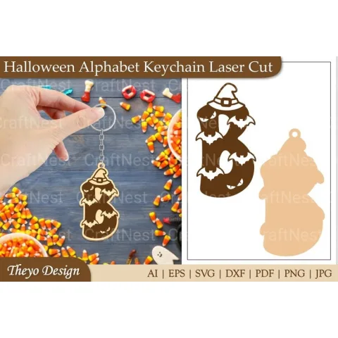 Halloween Keychain Alphabet SVG