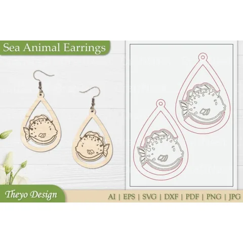 Sea Animal Earrings SVG Bundle
