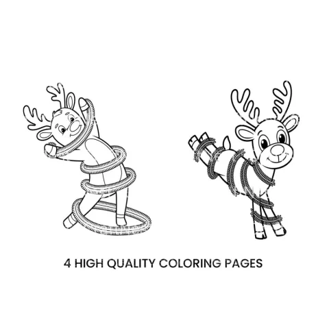 Reindeer Tangled in Tinsel Coloring Books