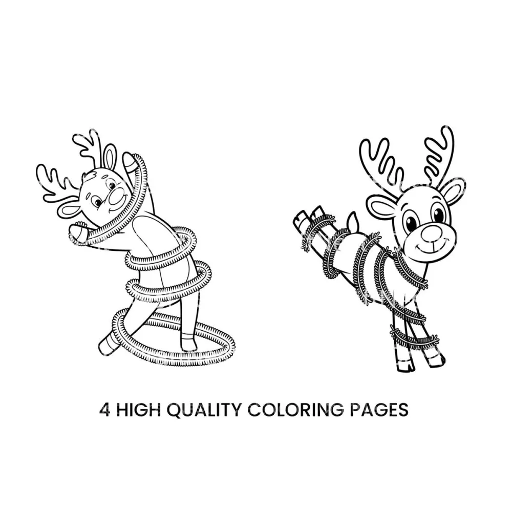 Reindeer Tangled in Tinsel Coloring Books