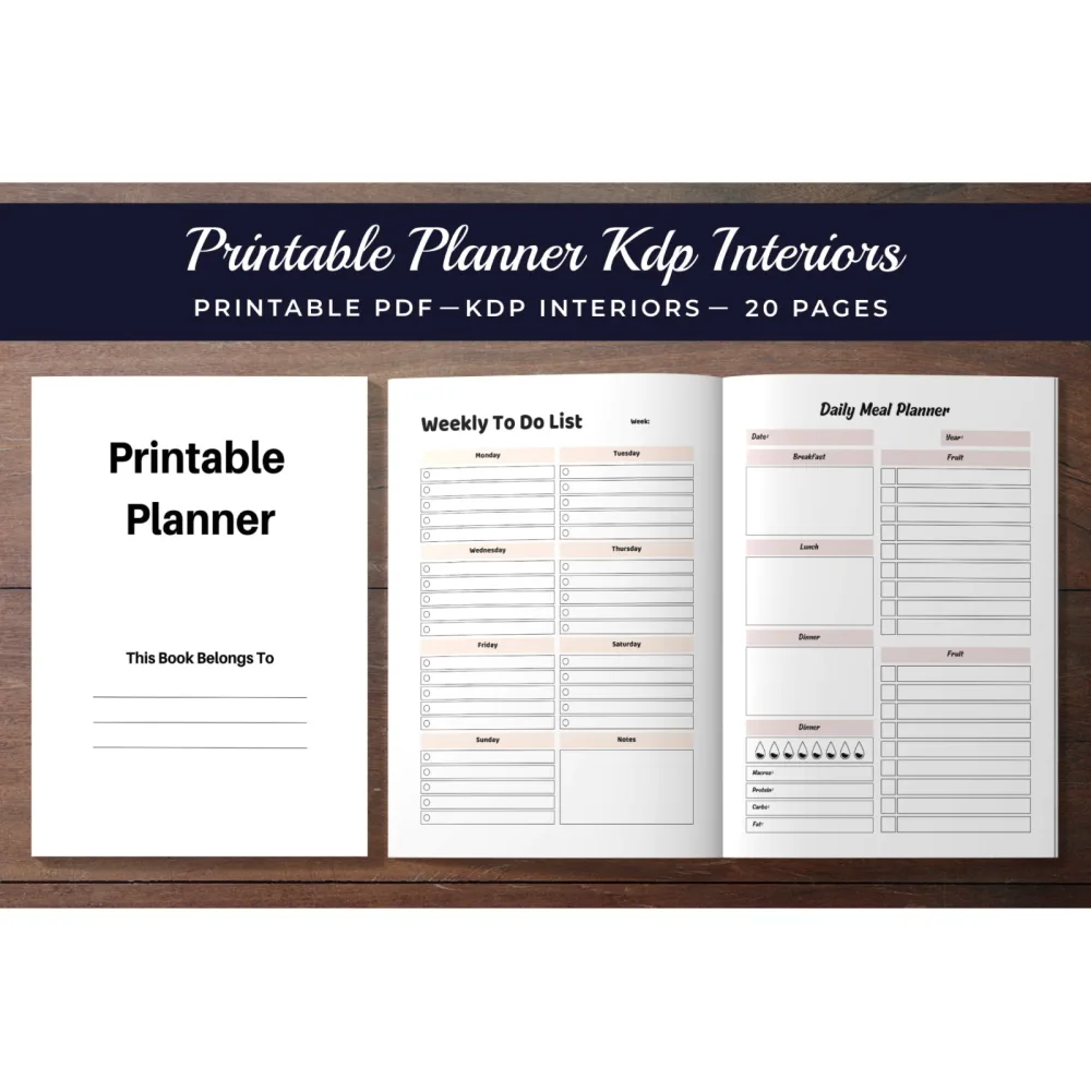 Printable Planner KDP Interior