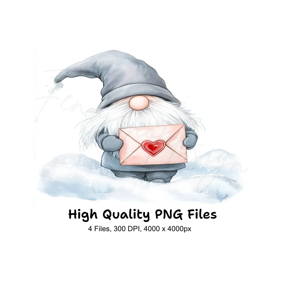 Winter Gnomes Love Letters Clipart Bundle