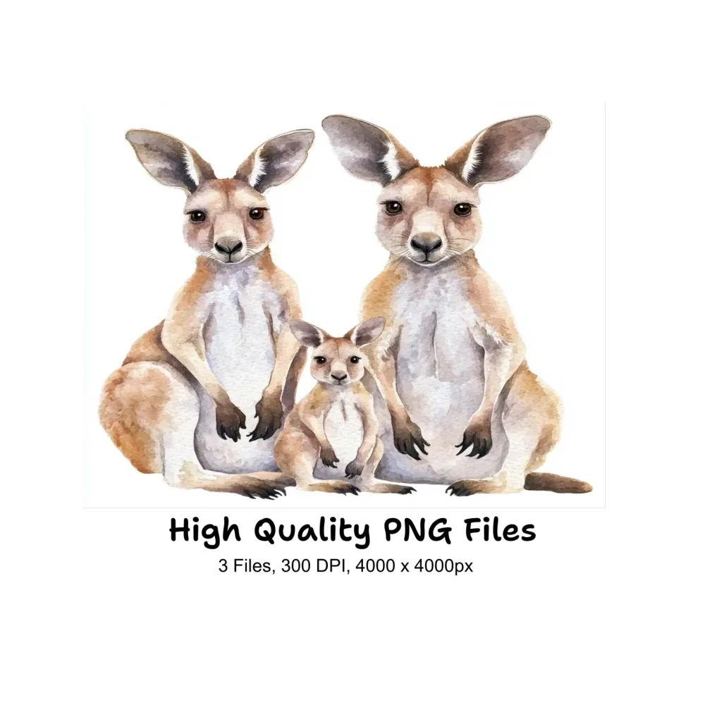 Cute Kangaroo Family Clipart Bundle