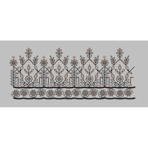 Chevron Leaf Spire and Rosette Border Embroidery Design