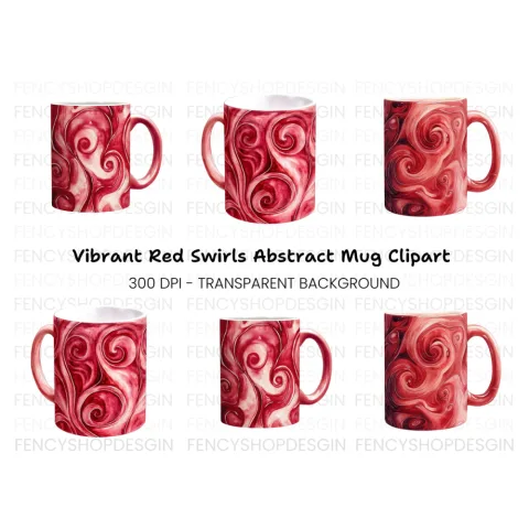 Swirling Red Abstract Clipart Bundle