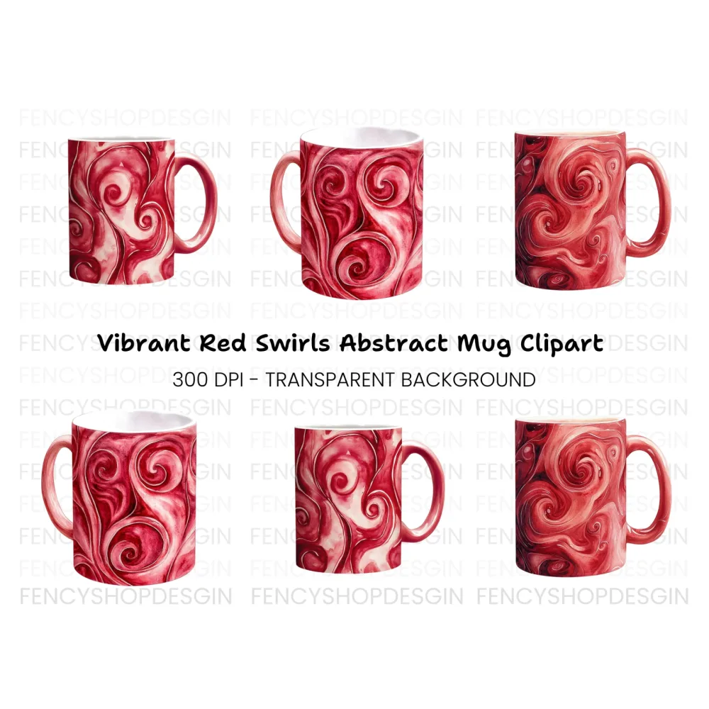 Swirling Red Abstract Clipart Bundle