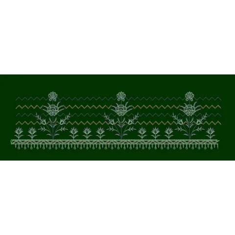 Layered Chevron and Floral Spire Border Embroidery Design