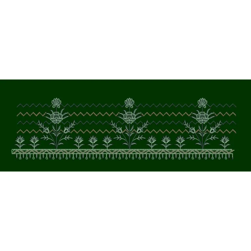 Layered Chevron and Floral Spire Border Embroidery Design