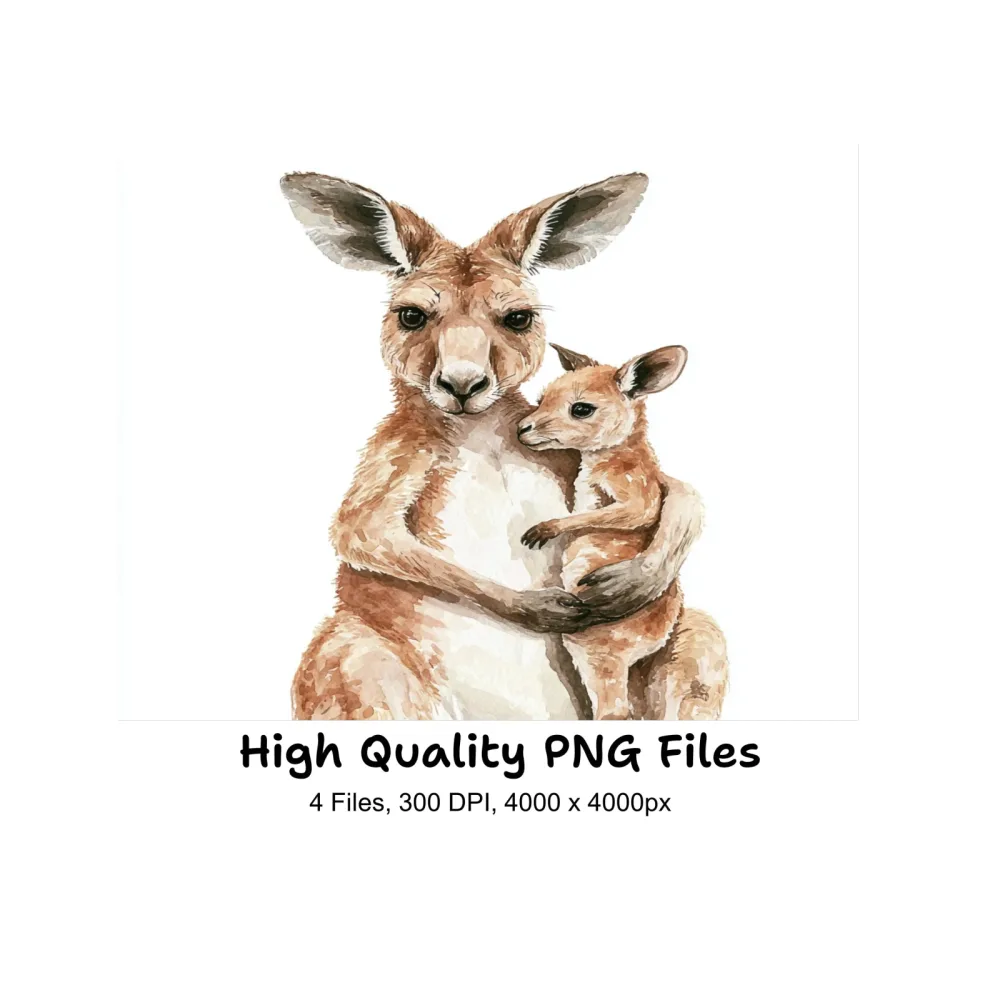 Kangaroo Mother and Baby Clipart Bundle