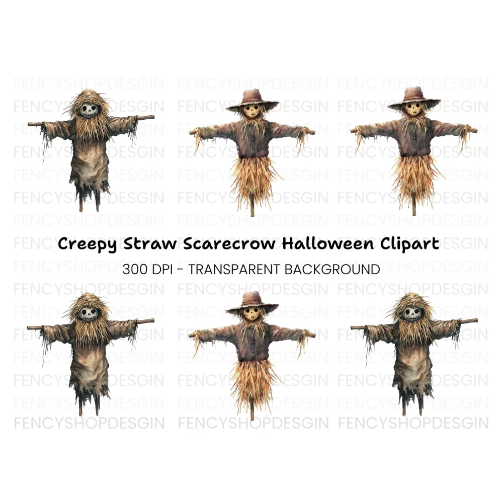 Spooky Scarecrow Halloween Clipart Bundle