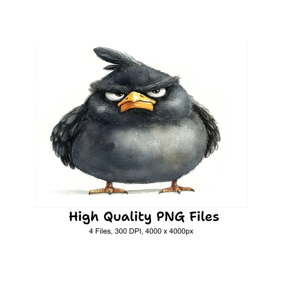 Angry Black Birds Clipart Bundle