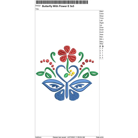 Butterfly With Flower Embroidery Design