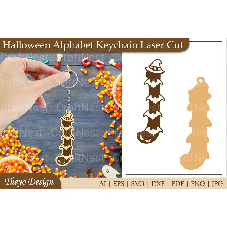 Halloween Keychain Alphabet SVG