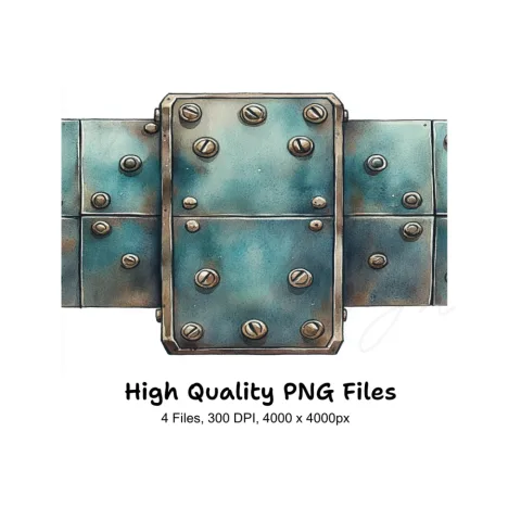 Steampunk Metal Panels Boxes Clipart Bundle
