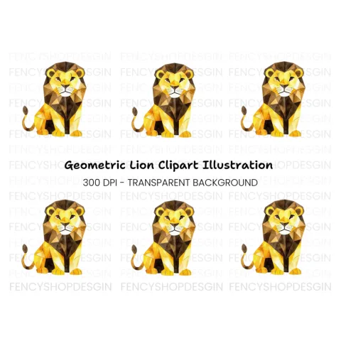 Geometric Lion Illustration Clipart Bundle