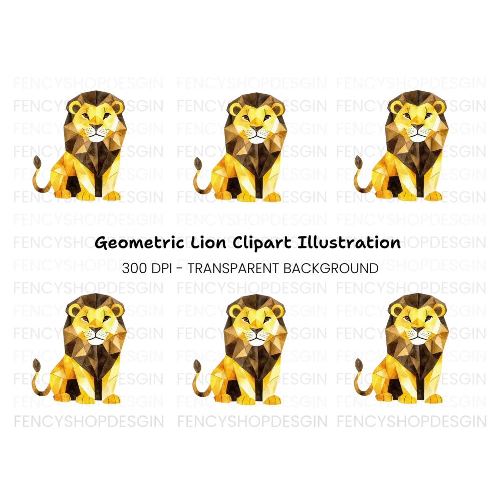 Geometric Lion Illustration Clipart Bundle