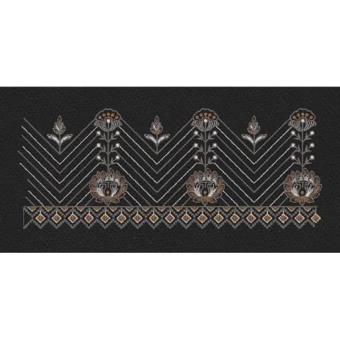 White And Gold Geometric Endless Border Embroidery Design