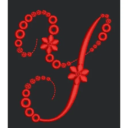 Floral Red Colour Embroidery Design