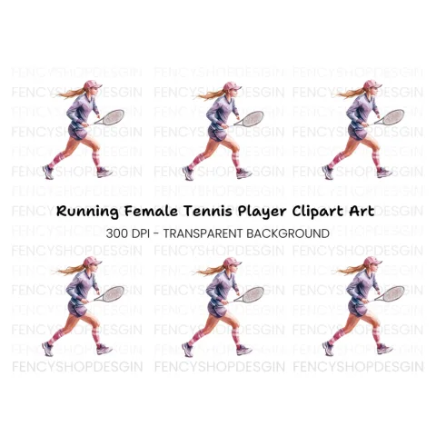 Dynamic Female Tennis Player Clipart Bundle