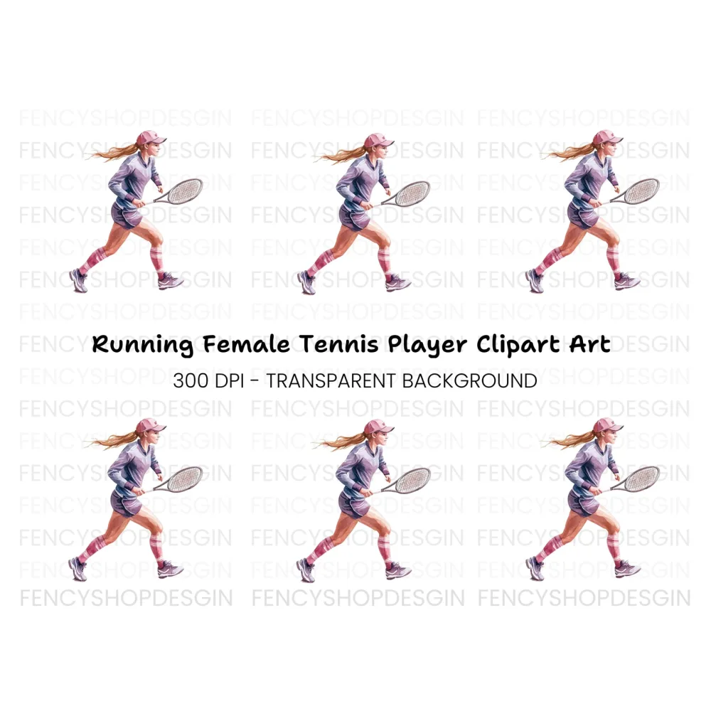Dynamic Female Tennis Player Clipart Bundle