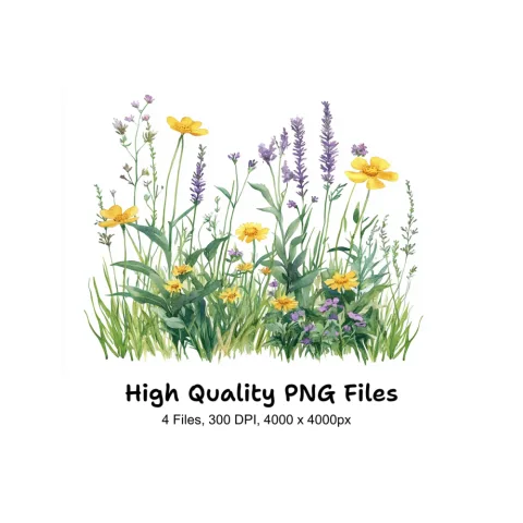 Wildflower Meadow Clipart Bundle