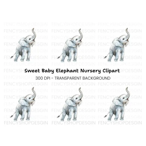 Adorable Baby Elephant Clipart Bundle