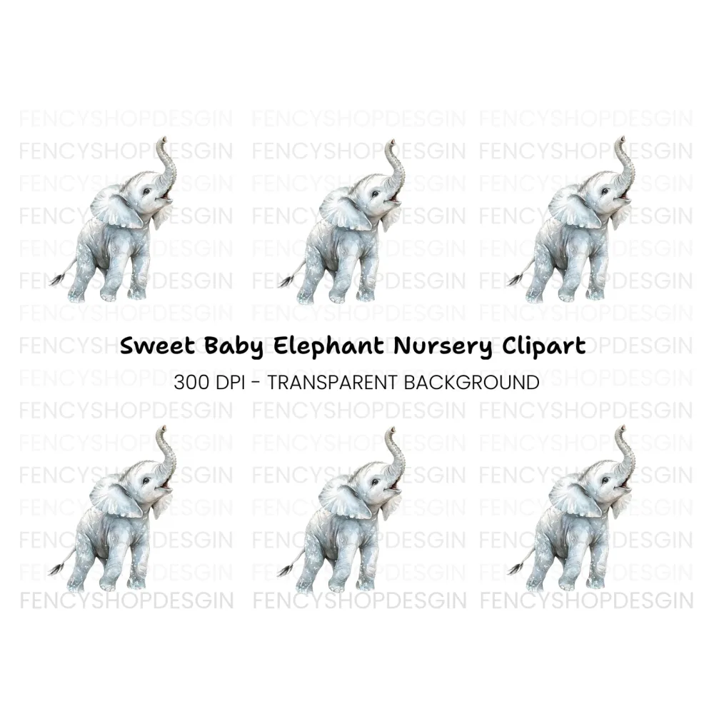 Adorable Baby Elephant Clipart Bundle