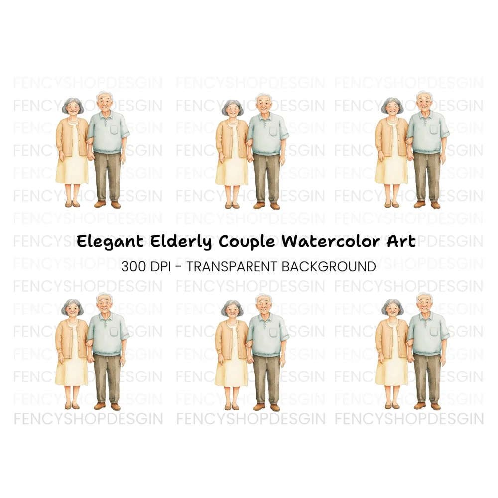 Happy Elderly Couple Clipart Bundle