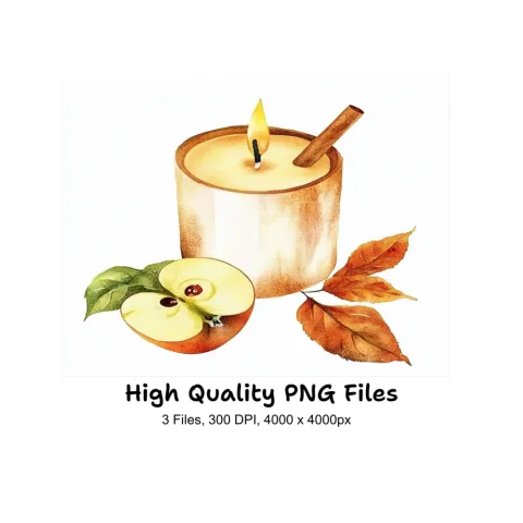 Apple Cinnamon Candle Clipart Bundle