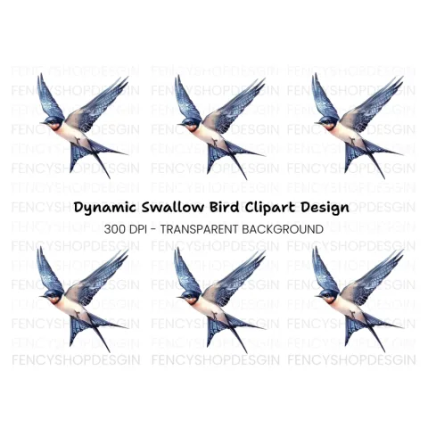 Graceful Flying Swallow Clipart Bundle