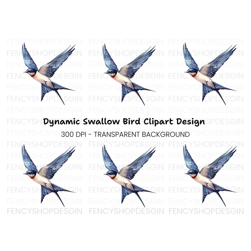 Graceful Flying Swallow Clipart Bundle