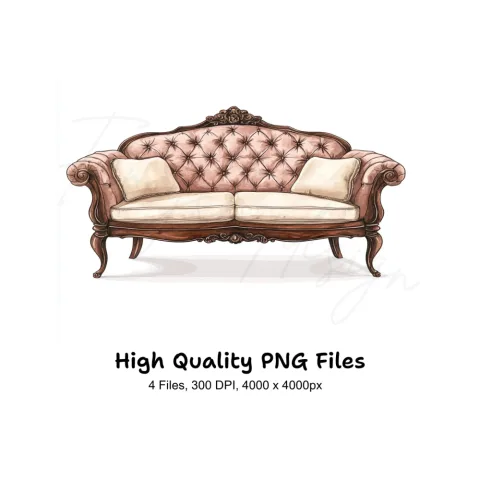 Vintage Sofa Clipart Bundle