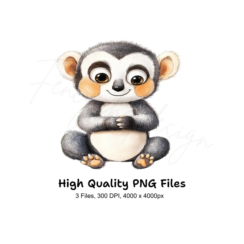 Cute Baby Lemurs Clipart Bundle