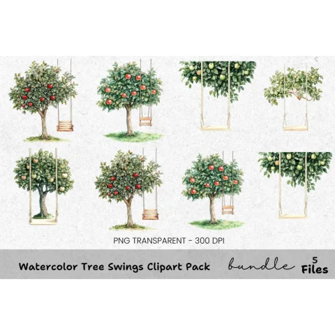 Tree Swings Clipart Bundle