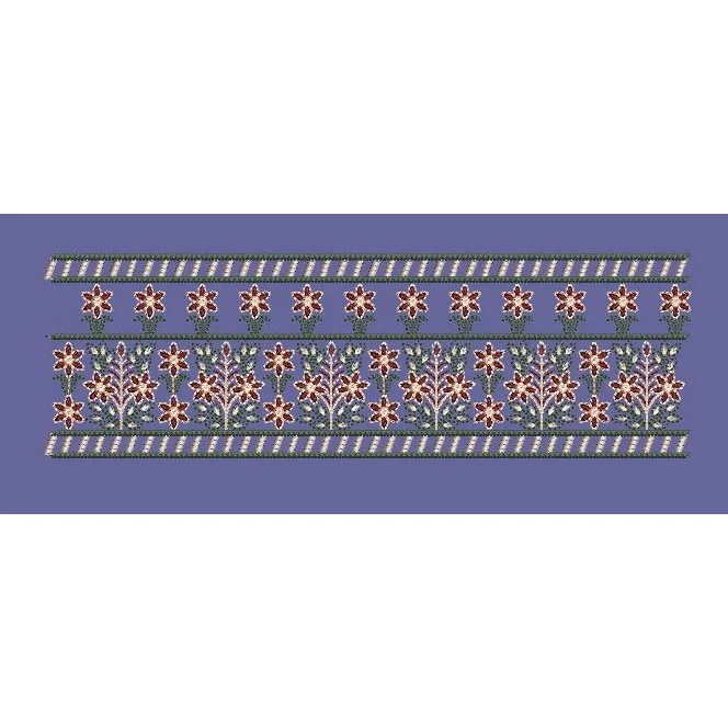 Multi Tier Floral Border Embroidery Design