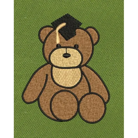 Graduation Bear Stitch Embroidery Design