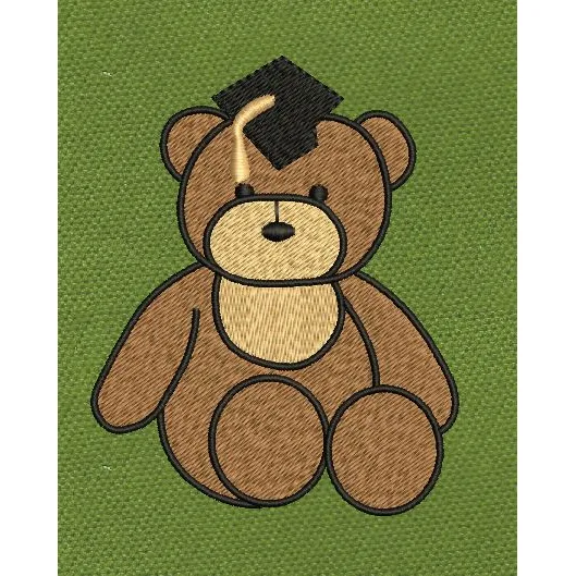Graduation Bear Stitch Embroidery Design