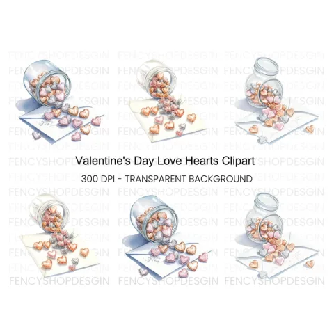 Heart Candy Jar Clipart Bundle